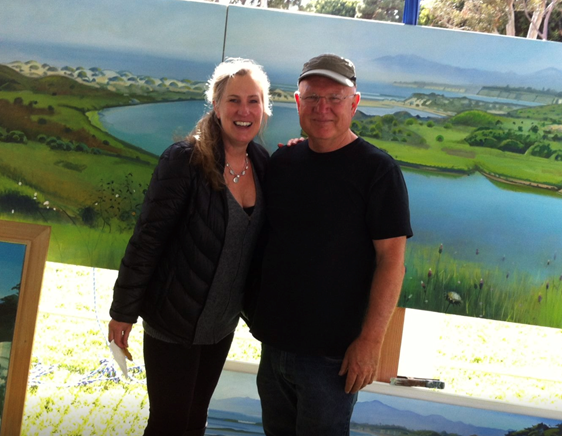 Susan Bush and artist Hank Pitcher at a UCSB alumni event.