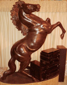 rearing bronze horse